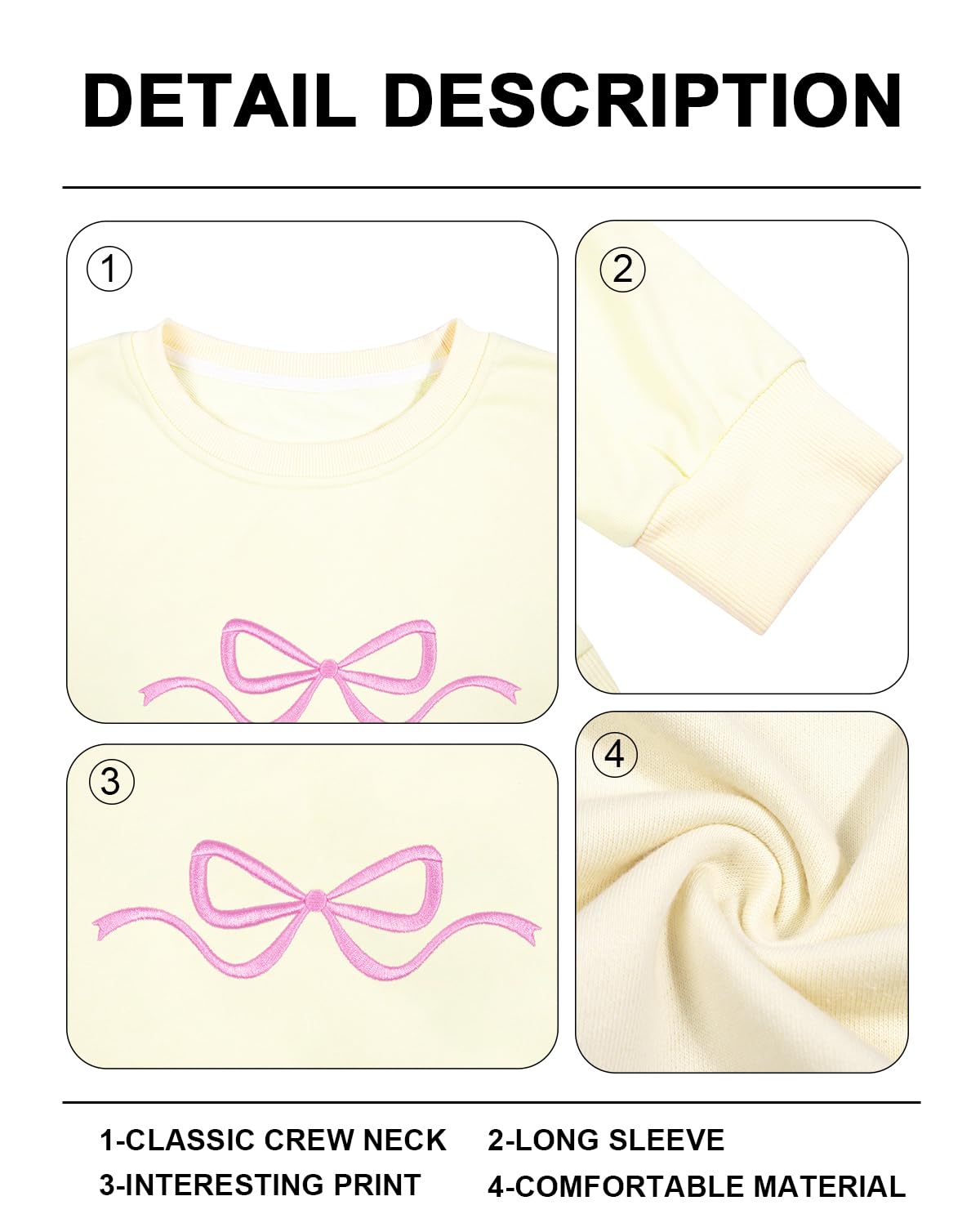 Ladies Bow Sweatshirt Coquette Sweater - Embroidered sweatshirt Clean Girl Aesthetic Shirt Fall Crewneck Pullover