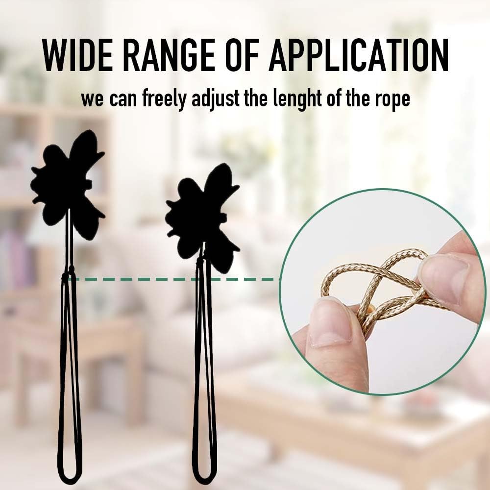 Set of 2 Resin Magnetic Curtain Tiebacks Golden Flying Bee Curtain Holders, Decorative Curtain Ties for Drapes