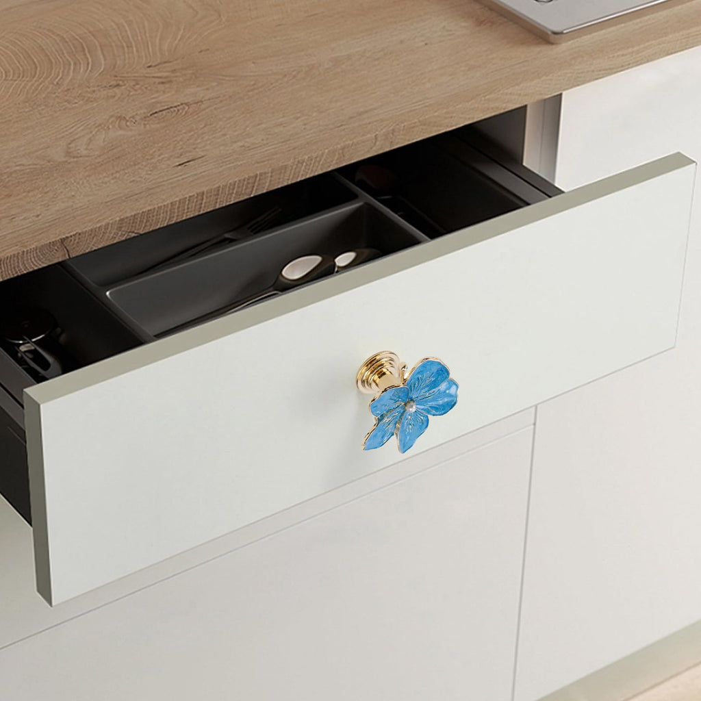 Flower Metal Knobs for Drawer, Dresser, Mounting Screws, 4 PCS 1.7inch