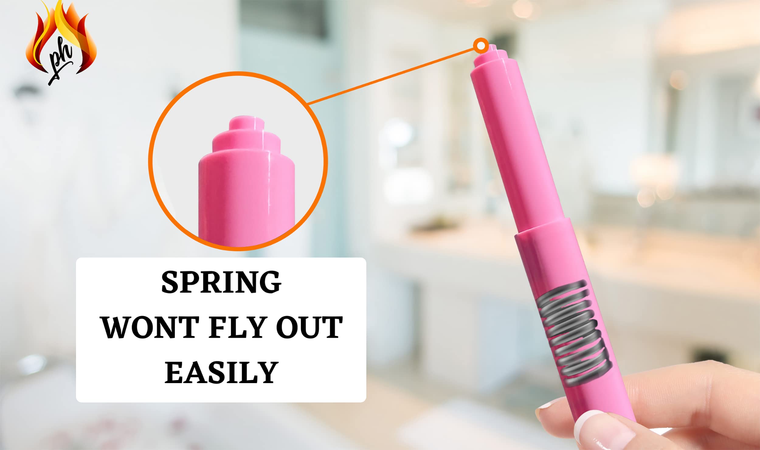 Pink Toilet Paper Roller Holder (7 Inch) - Plastic (Spring Loaded) Replacement Spindle Rod