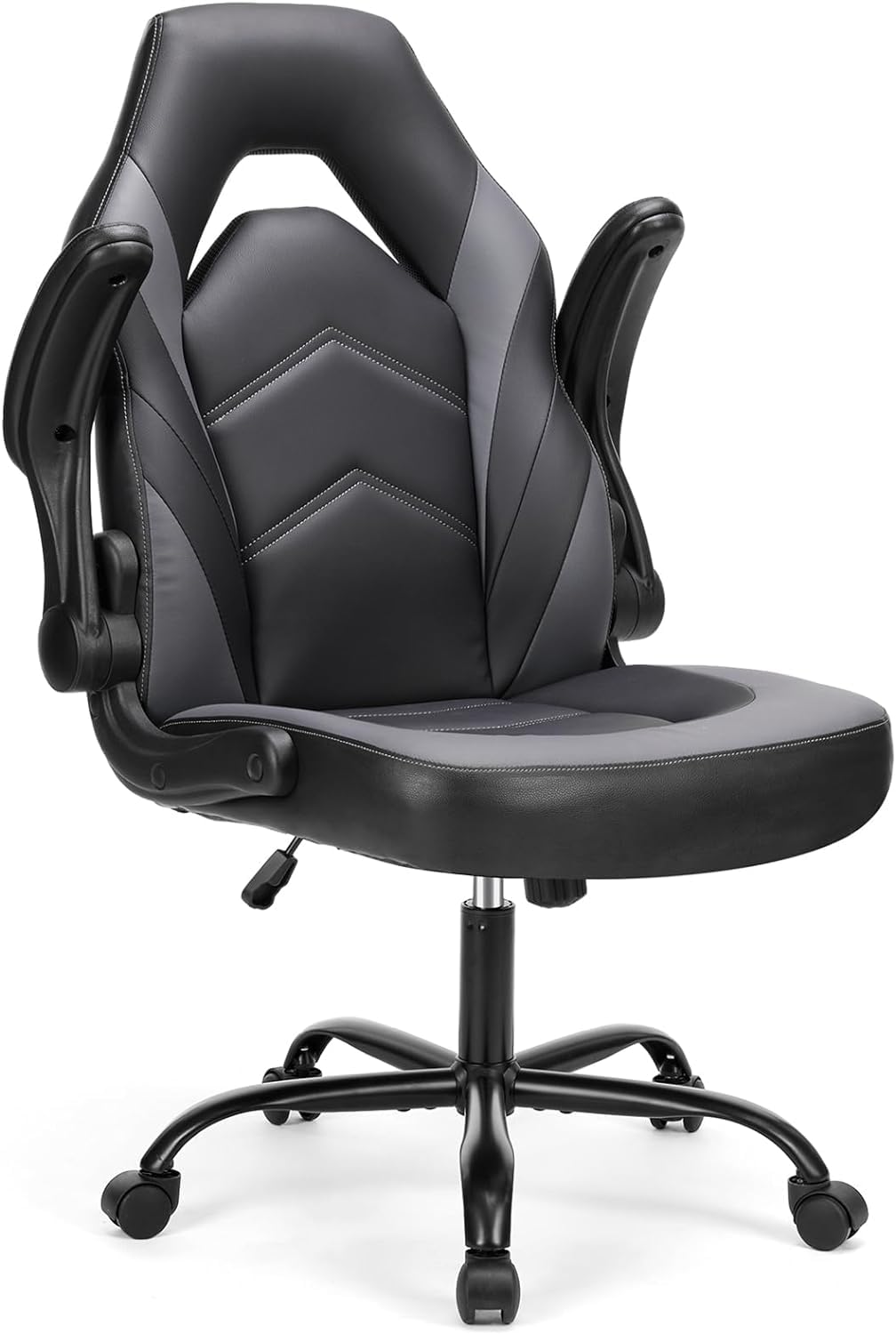 Ergonomic Office Executive Adjustable Swivel Task PU Leather Racing Chair with Flip-up Armrest