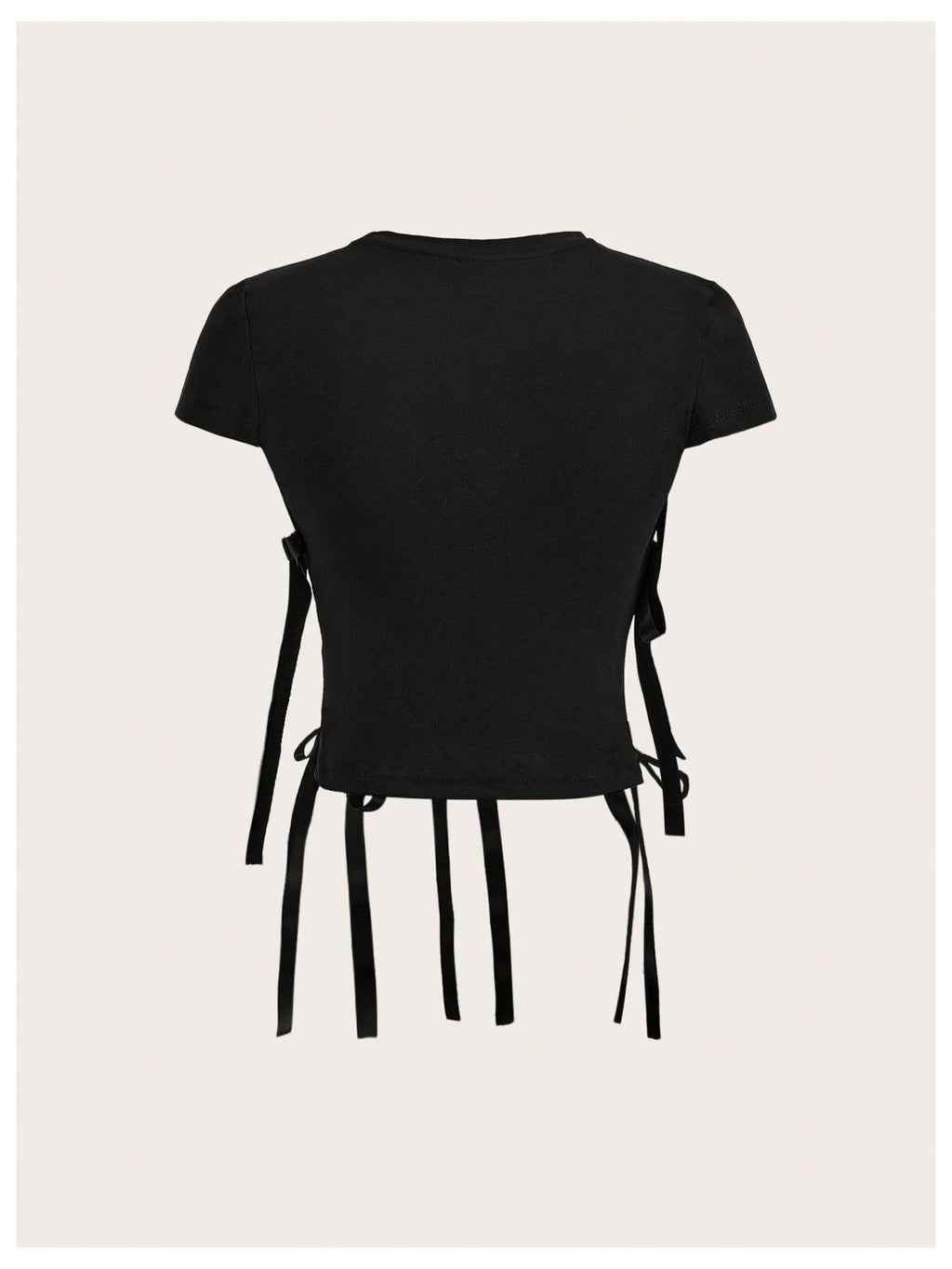 Women's Y2k Bow Tie Front T Shirt Short Sleeve Crew Neck Coquette Crop Tops