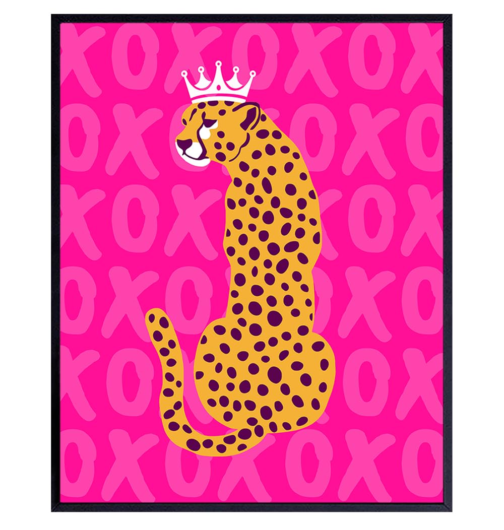 Cheetah Wall Art - Aesthetic Room Decor - Pink Preppy Room Wall Decor