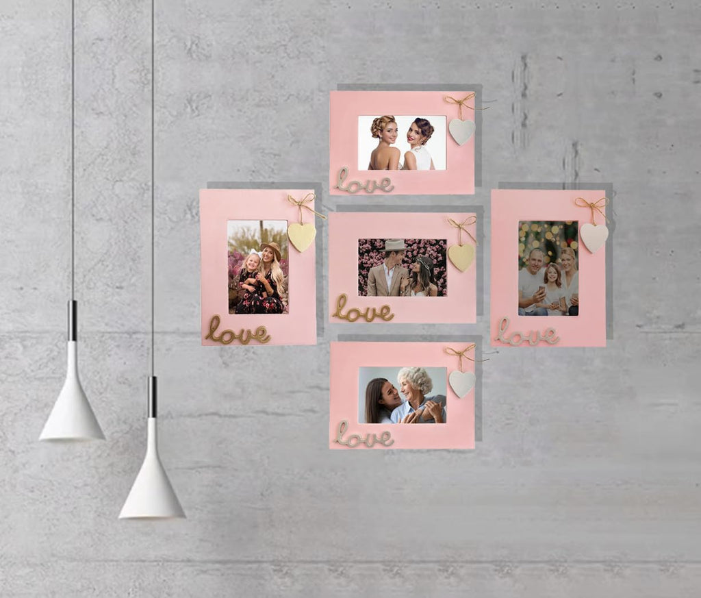 Love Picture Frame with Heart for Table Top and Wall Mounting-Distressed Wooden Photo Frame HD Glass Inside