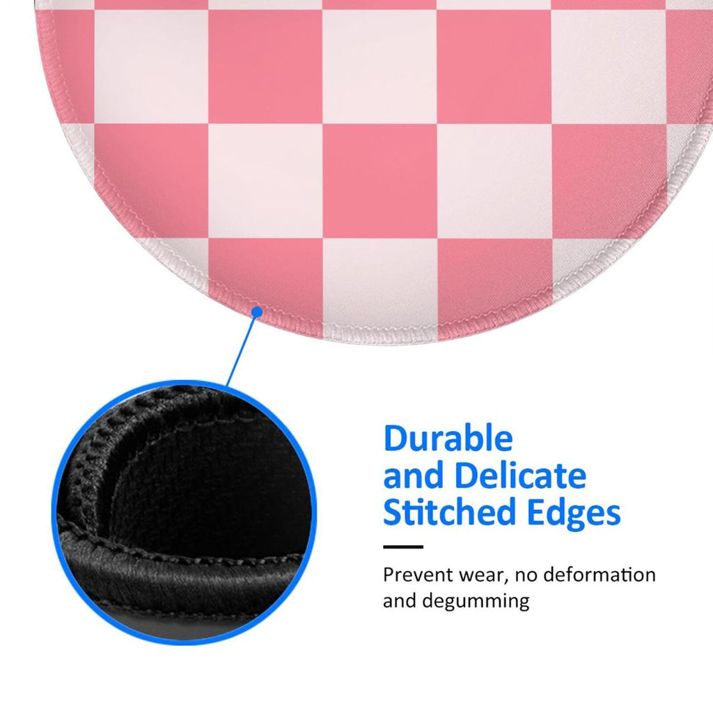 Round Mouse Pad Desk Top - Stitched Edges 8 X 8 Inch