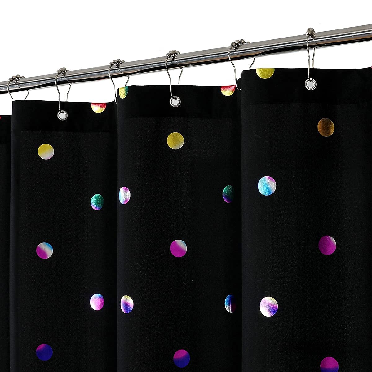 Fabric Shower Curtains with 12 Hooks for Bathroom Metallic Polka Dot Curtains Waterproof Shower Curtains with Grommet for Washable Shower Curtain Sets