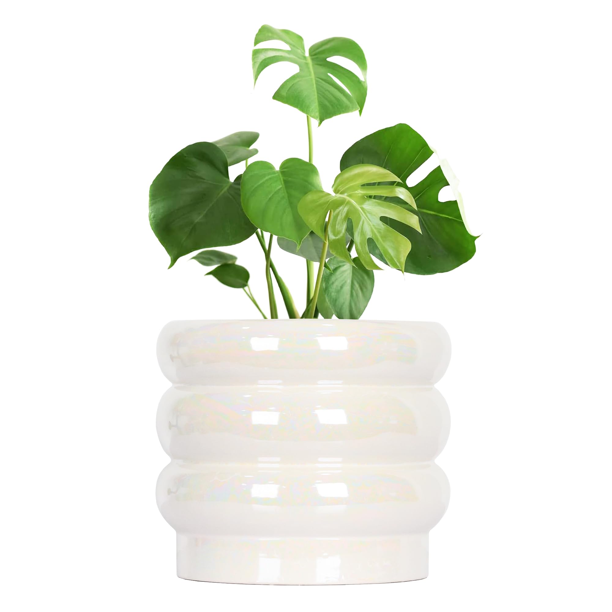 Ceramic Plant Pots for Indoor Plants, Rainbow Pearl Glaze Planter with Planters for Plants with Drainage Hole