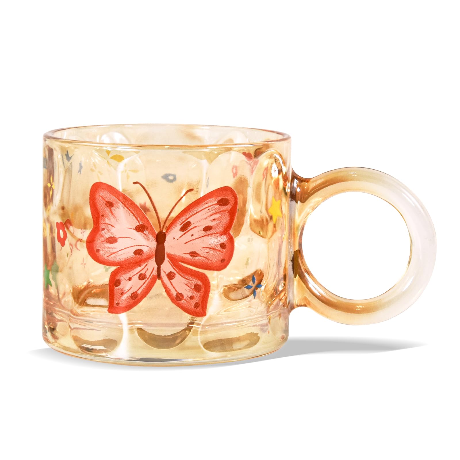 Glass Butterfly l Mugs, 10oz lUnique Glass Cup with Handle