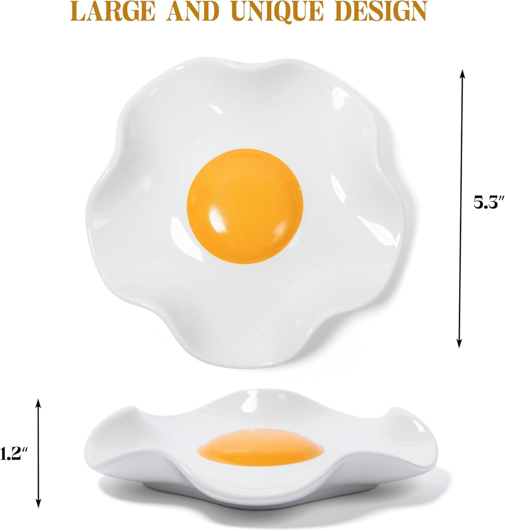 Fried Egg Ceramic Spoon Rest for stove top and kitchen counter | Large and Dishwasher-Safe Sponge Holder