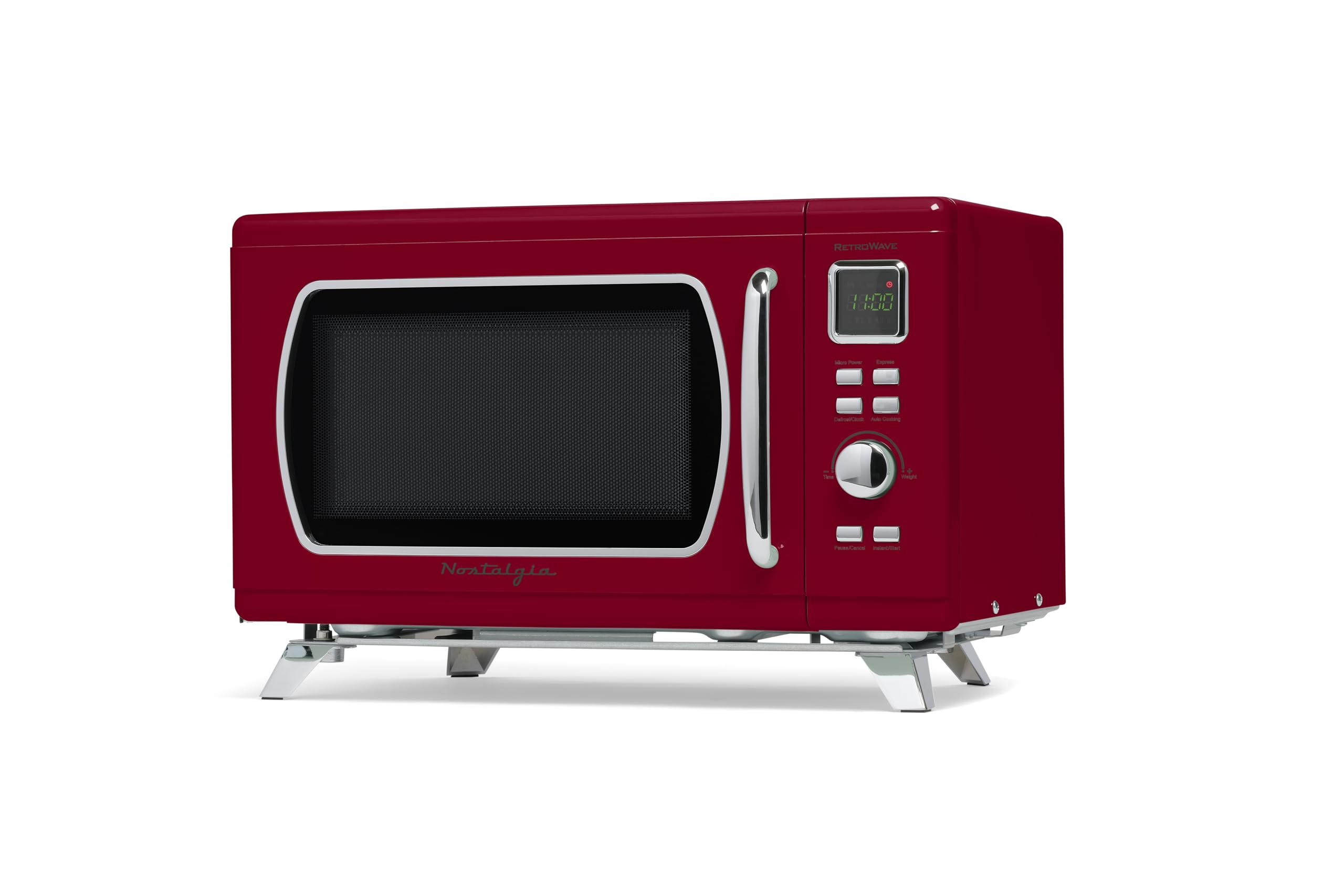 Nostalgia Retro Compact Countertop Microwave Oven 0.7 Cu. Ft. -700-Watts with LED Digital Display-Child Lock-Easy Clean Interior-Pink