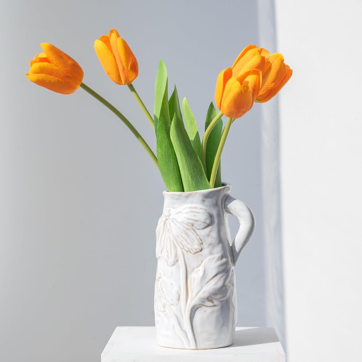 Cute Boho Beige White Vase Ceramic Bouquet Bud Flower Vase