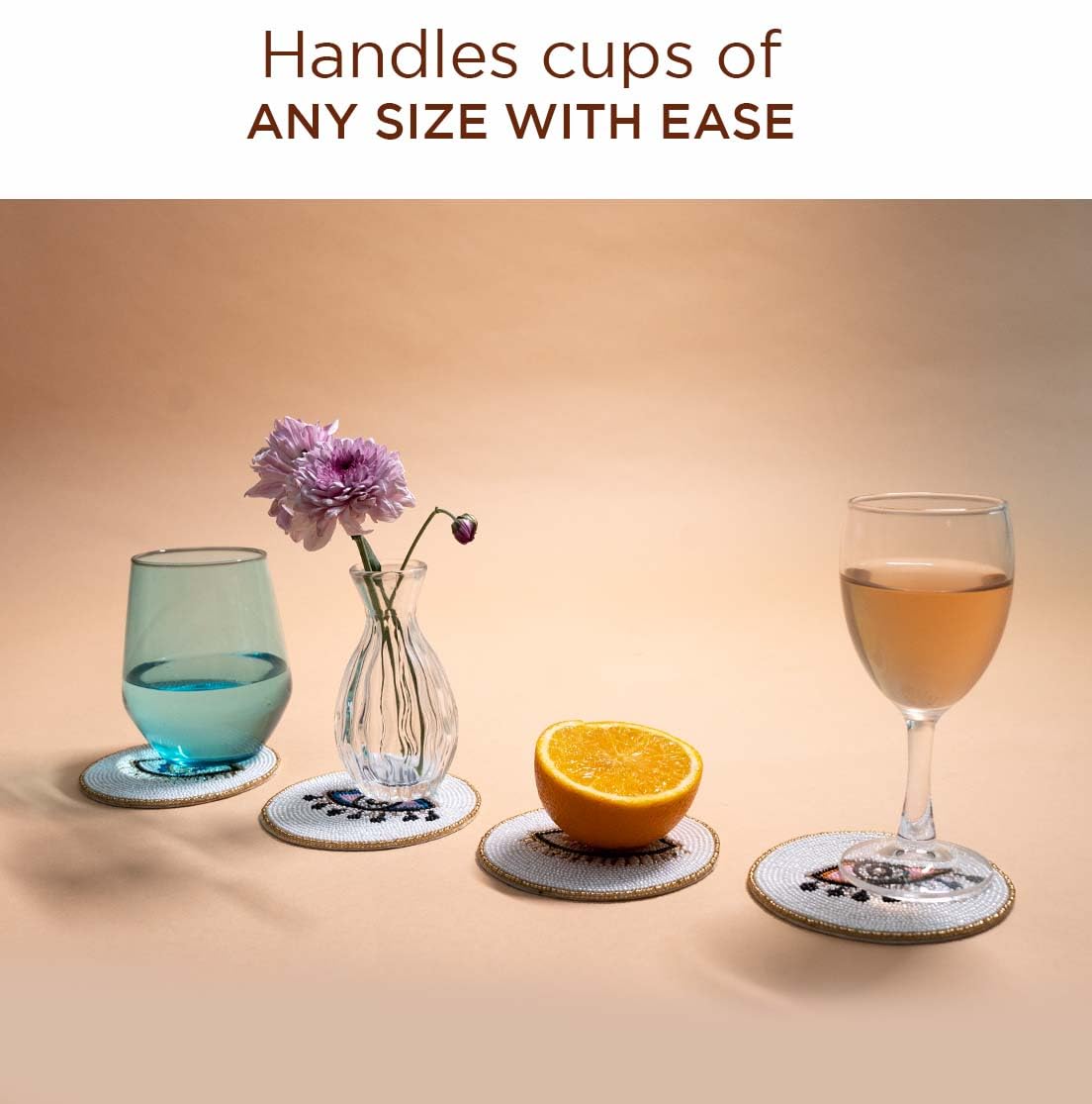 Set of 4 Decorative Coasters for Drinks or Coffee Table â€?Cute Cocktail Coasters, 4" Square Decorative Coaster Set for Table Decorations