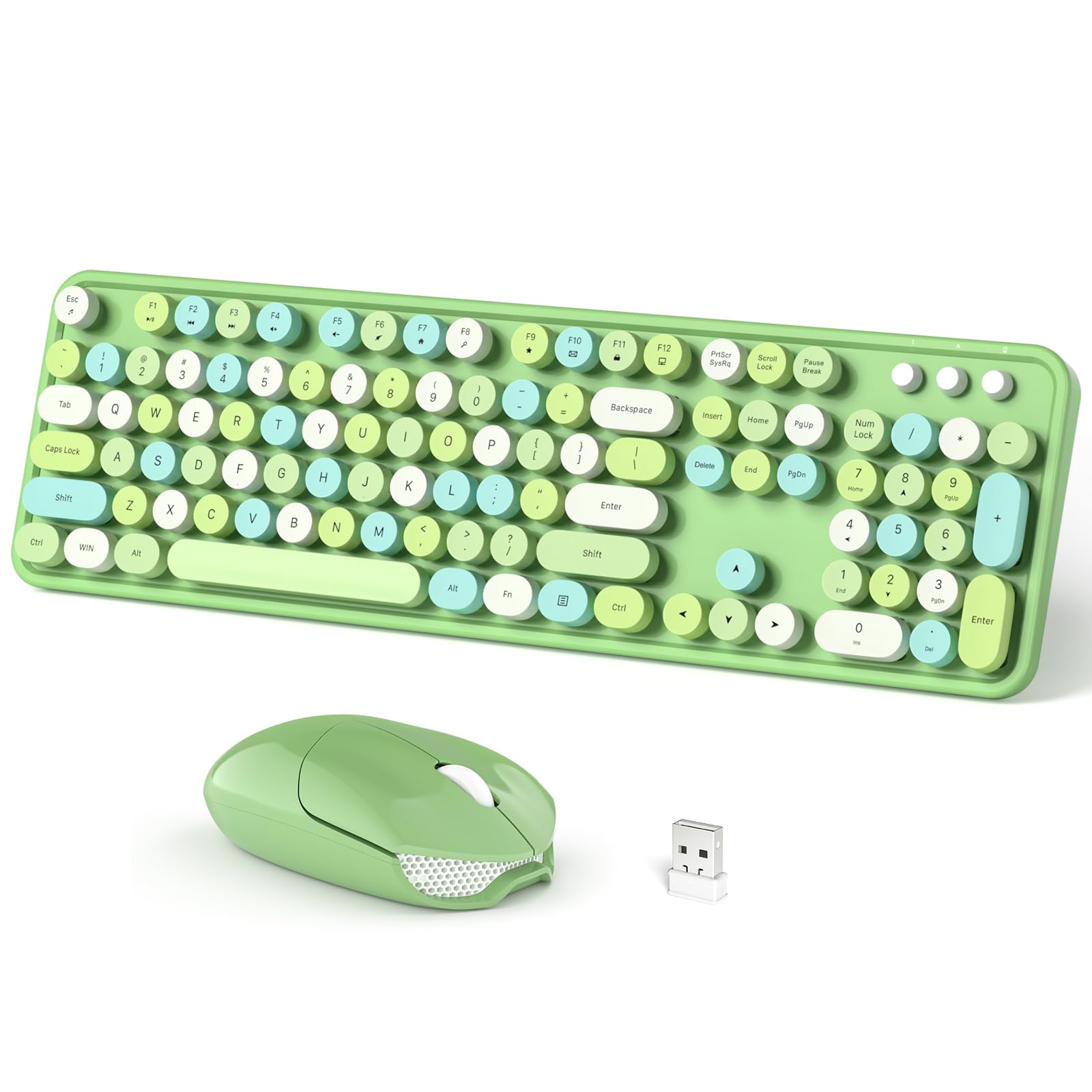 Wireless Keyboard and Mouse Combo, Full-Sized Typewriter Keyboards, Cute Cat Shaped Wireless Mouse, USB Plug and Play for Windows, Computer, PC, Laptop, Desktop