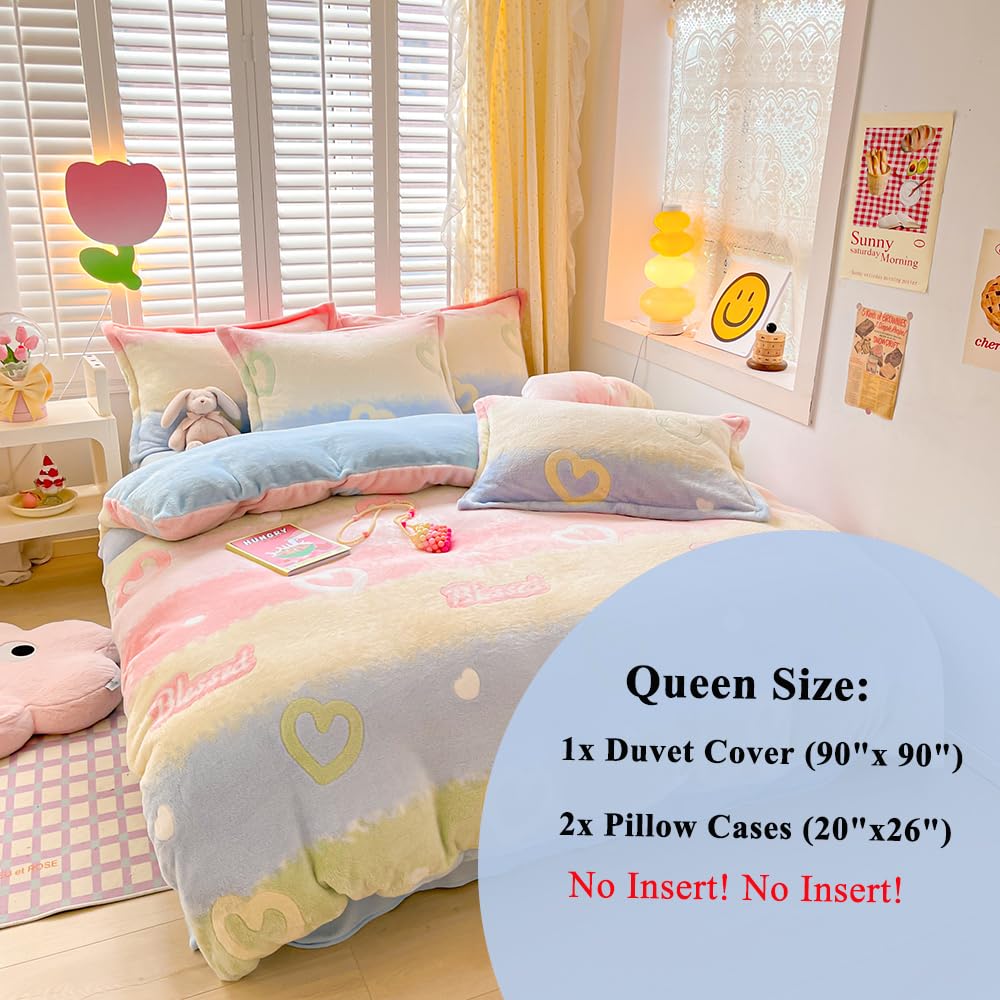 Kawaii Twin Duvet Cover Set â€?Soft Reversible Bedding with Fluffy Comforter Cover