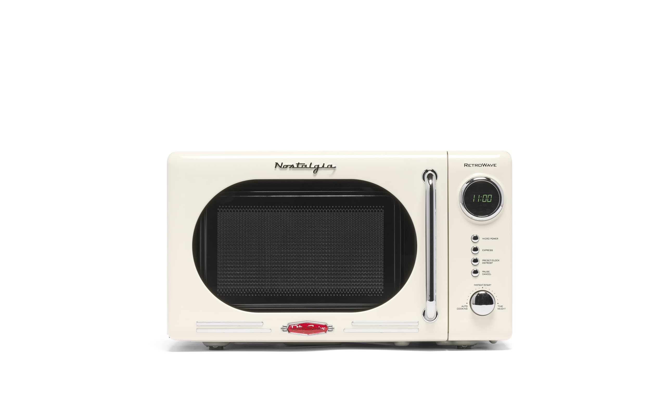 Nostalgia Retro Compact Countertop Microwave Oven 0.7 Cu. Ft. -700-Watts with LED Digital Display-Child Lock-Easy Clean Interior-Pink