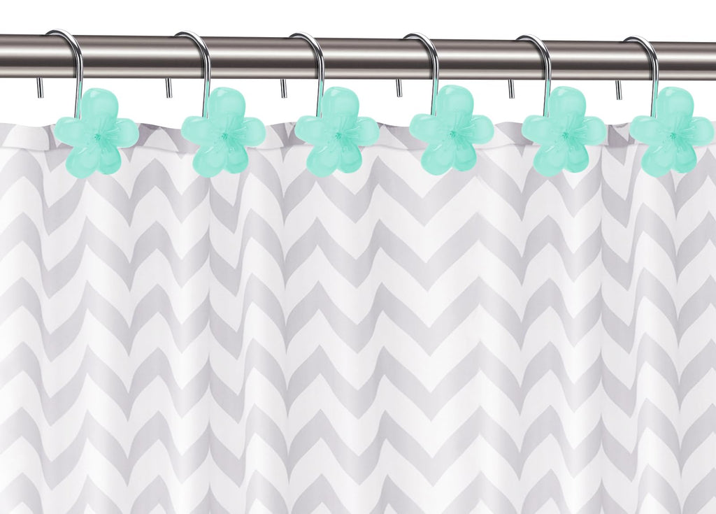 Cute Flower Shower Curtain Hooks, Pretty Floral Themed Elegant Bathroom Decor