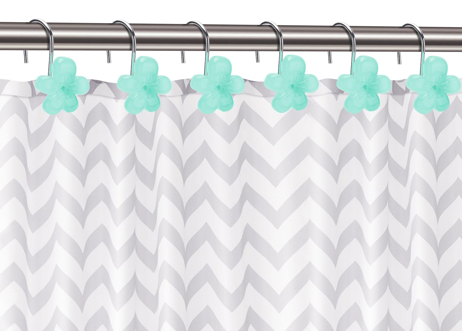 Cute Flower Shower Curtain Hooks, Pretty Floral Themed Elegant Bathroom Decor
