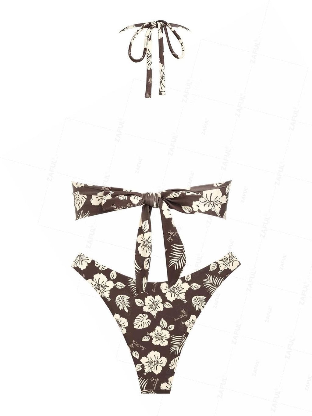 Floral Halter Tied Cheeky Tankini Set