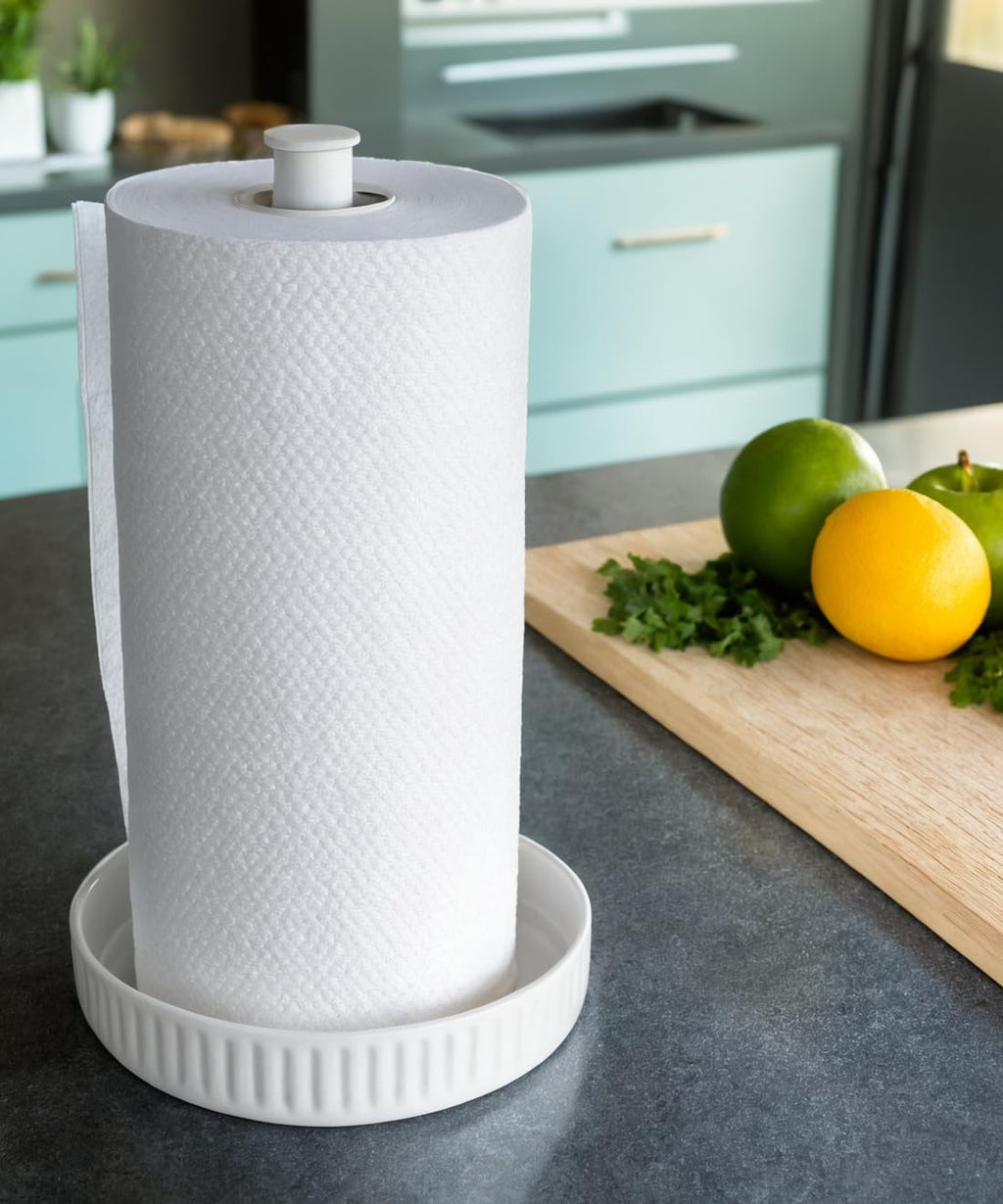 Stable Elegant and Durable Kitchen Roll Stand Paper Towel Holder Countertop, Ceramic Base