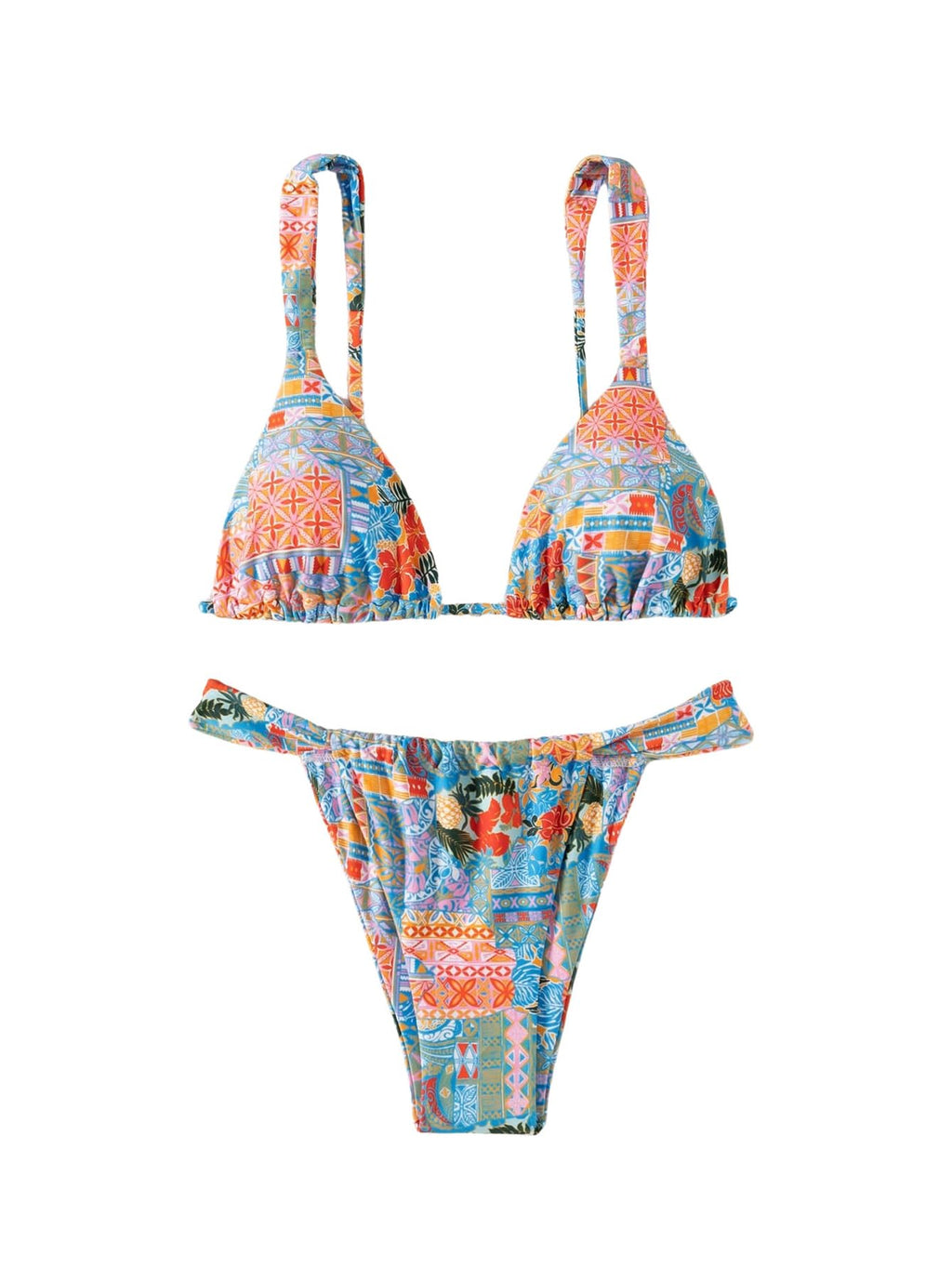 Women's Boho Floral Tie Side Triangle High Cut Bikini Set Bathing Suit Swimsuit