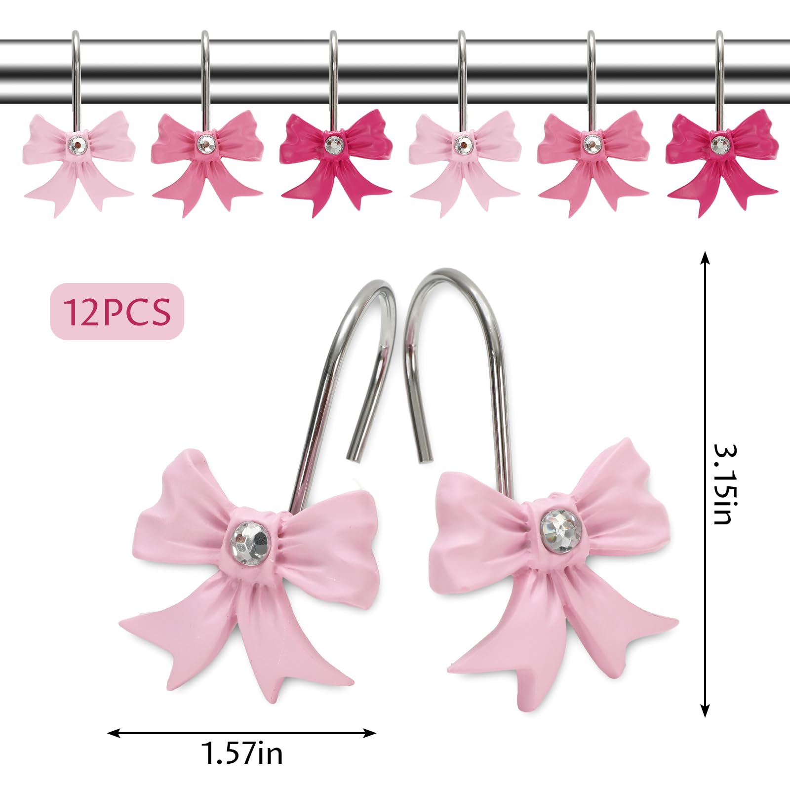 Cute Bow Knot Decorative Curtain Rings Resin Curtain Hanger Hooks