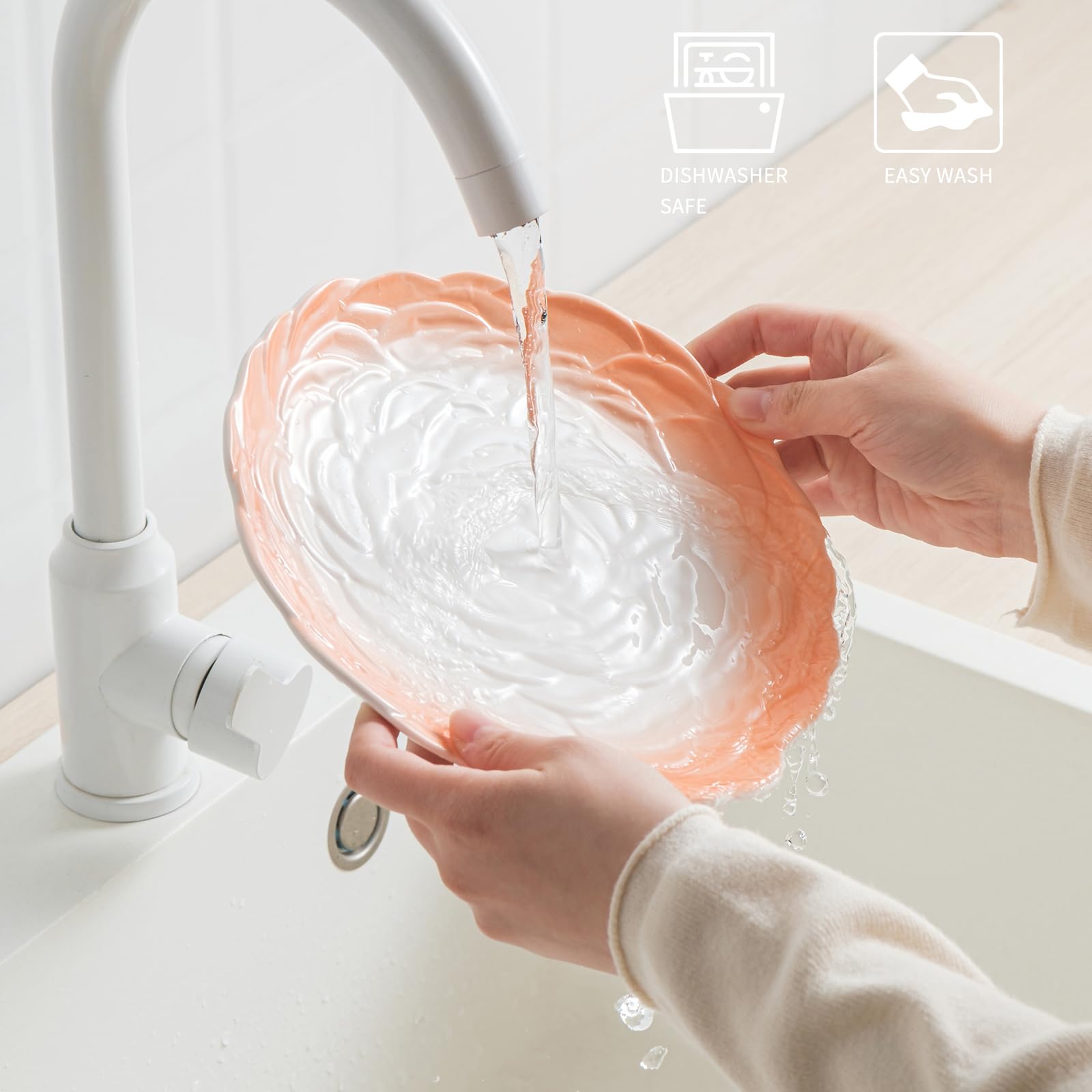 Floral Lines Design, 8" Ceramic Dinner Plates