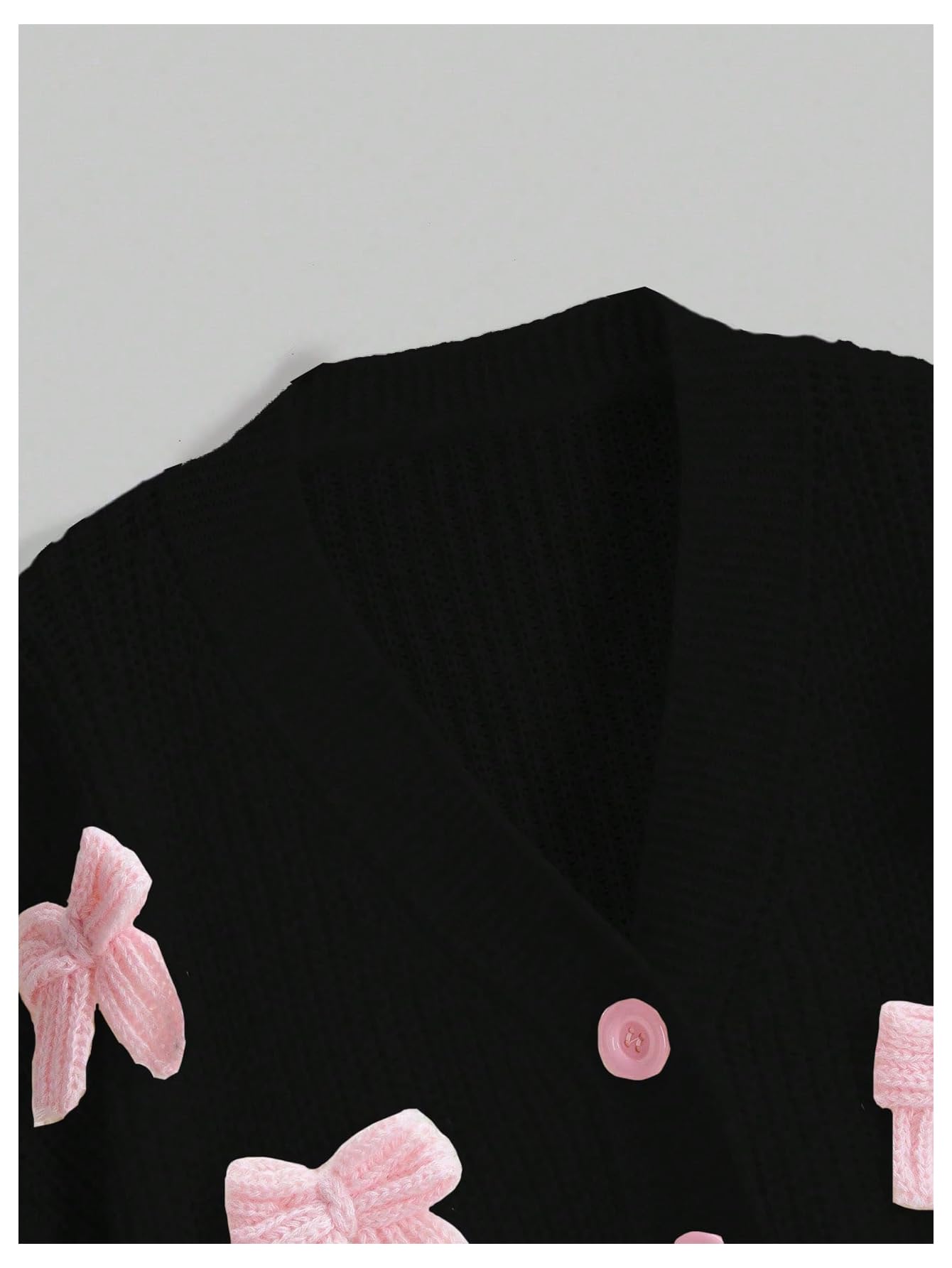 Women's Cute Bow Cardigan Sweater Long Sleeve V Neck Button Down Pullover Top