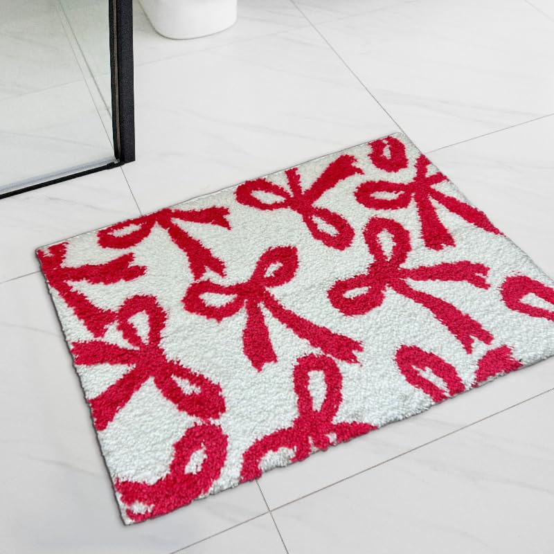 Coquette Bow Rug - Bow Shaped bathmat - Handmade & Premium- 30in (75cm) - Bathroom - Designer Rugs - Aesthetic Room Decor