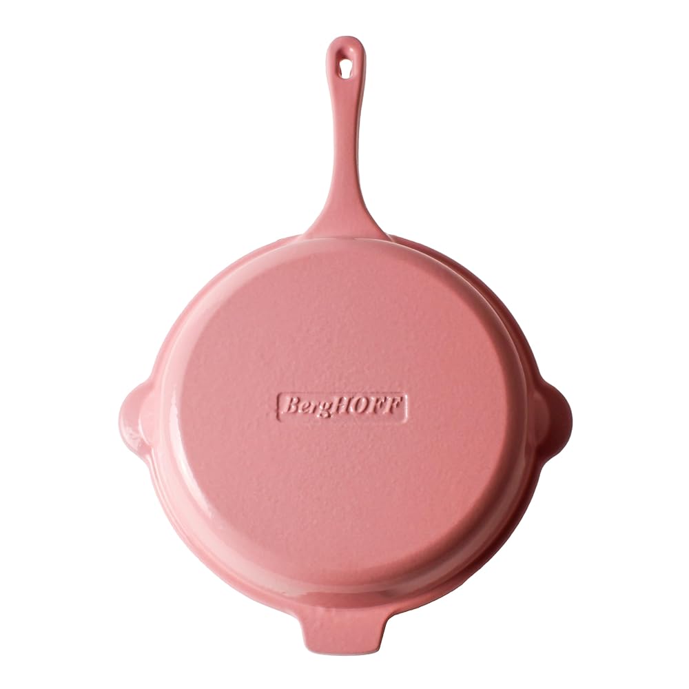 Pink Enameled Cast Iron Cookware Set, Grill Pan 11 Hes, Fry Pan 10 Hes, Oven Safe Up To 400°F, 2Pc