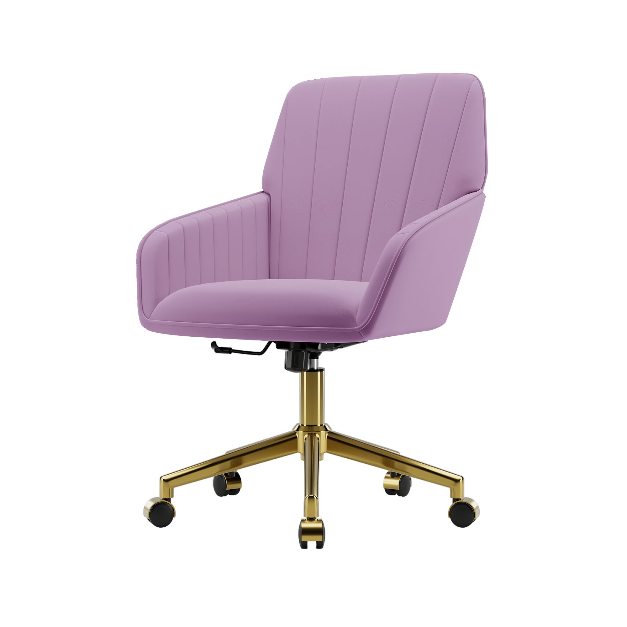 Velvet Modern Cute Chair with Back, Height Adjustable Upholstered Vanity Chair with Swivel Wheels