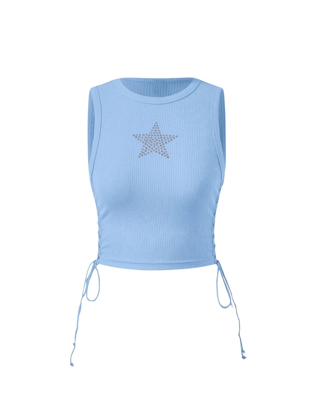 Women's Tank Tops Y2K Sleeveless Ribbed Star Crop Tank Top