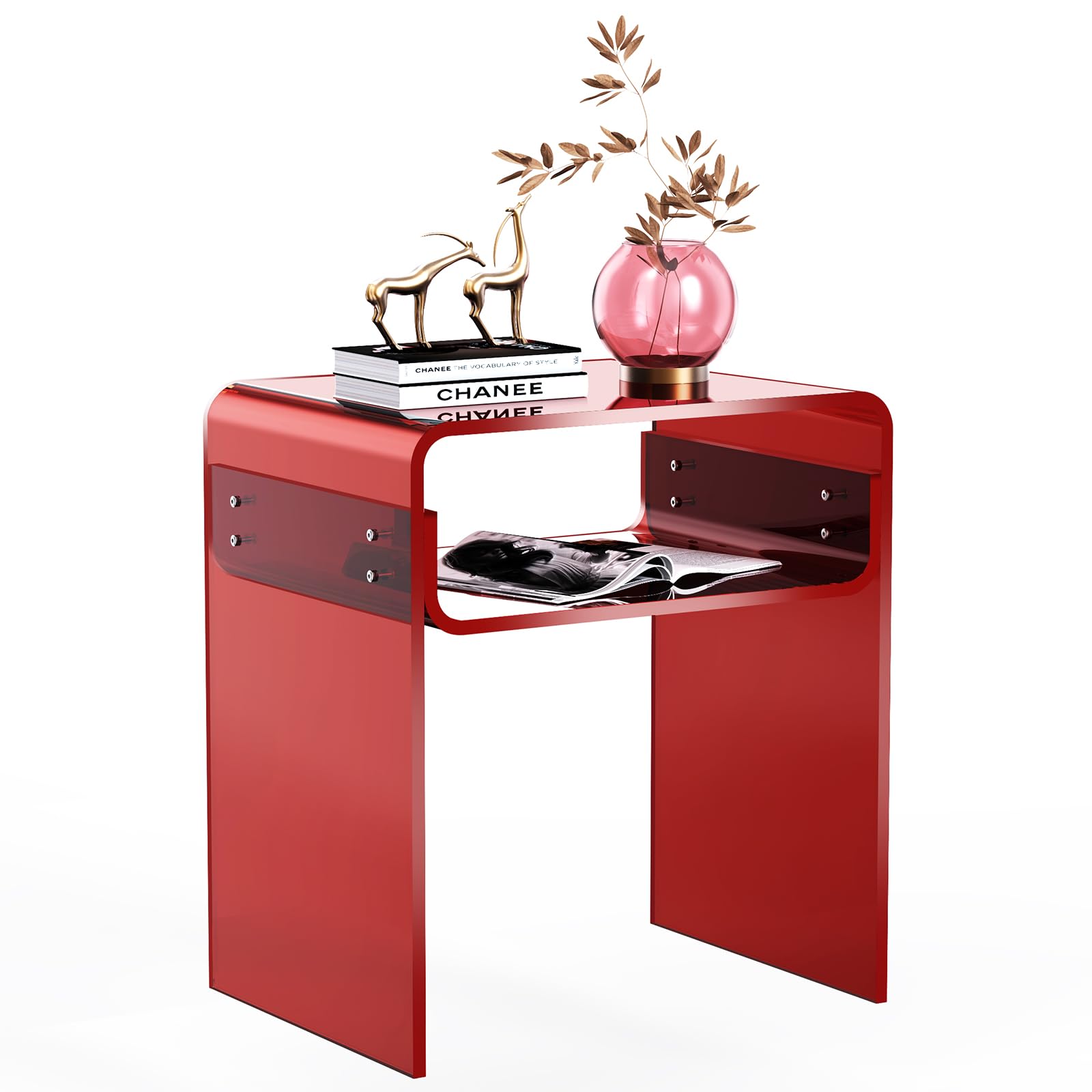 Clear Acrylic End Table 2-Tier Bedside nightstand