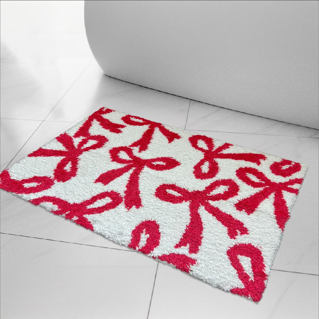 Coquette Bow Rug - Bow Shaped bathmat - Handmade & Premium- 30in (75cm) - Bathroom - Designer Rugs - Aesthetic Room Decor