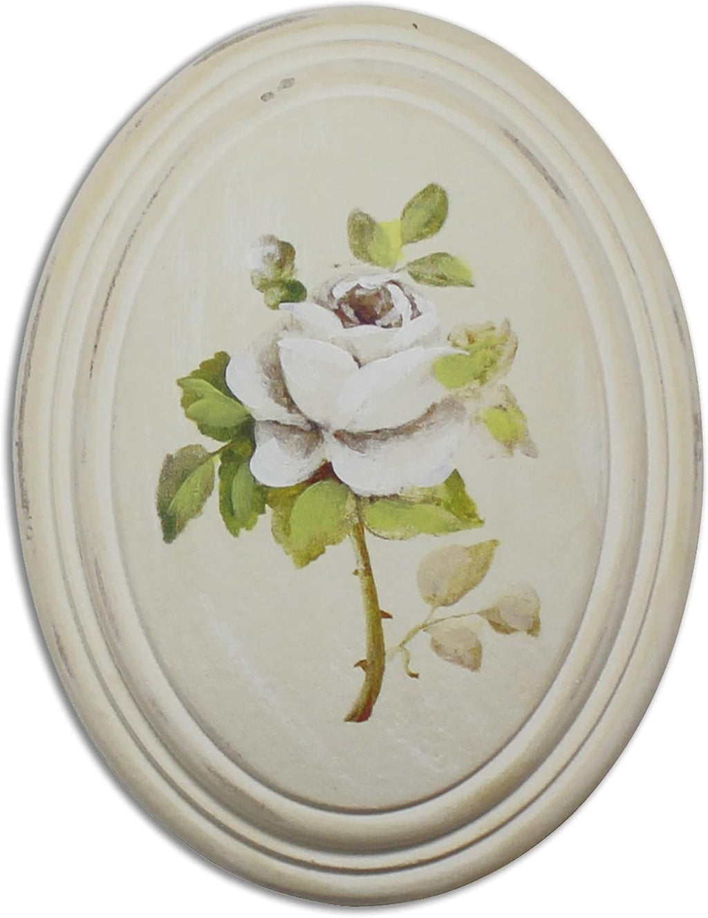 Painted Oval Wooden Frame Wall Hanging 3D Painting Decoration Art, Rose Flower Design Set of 3