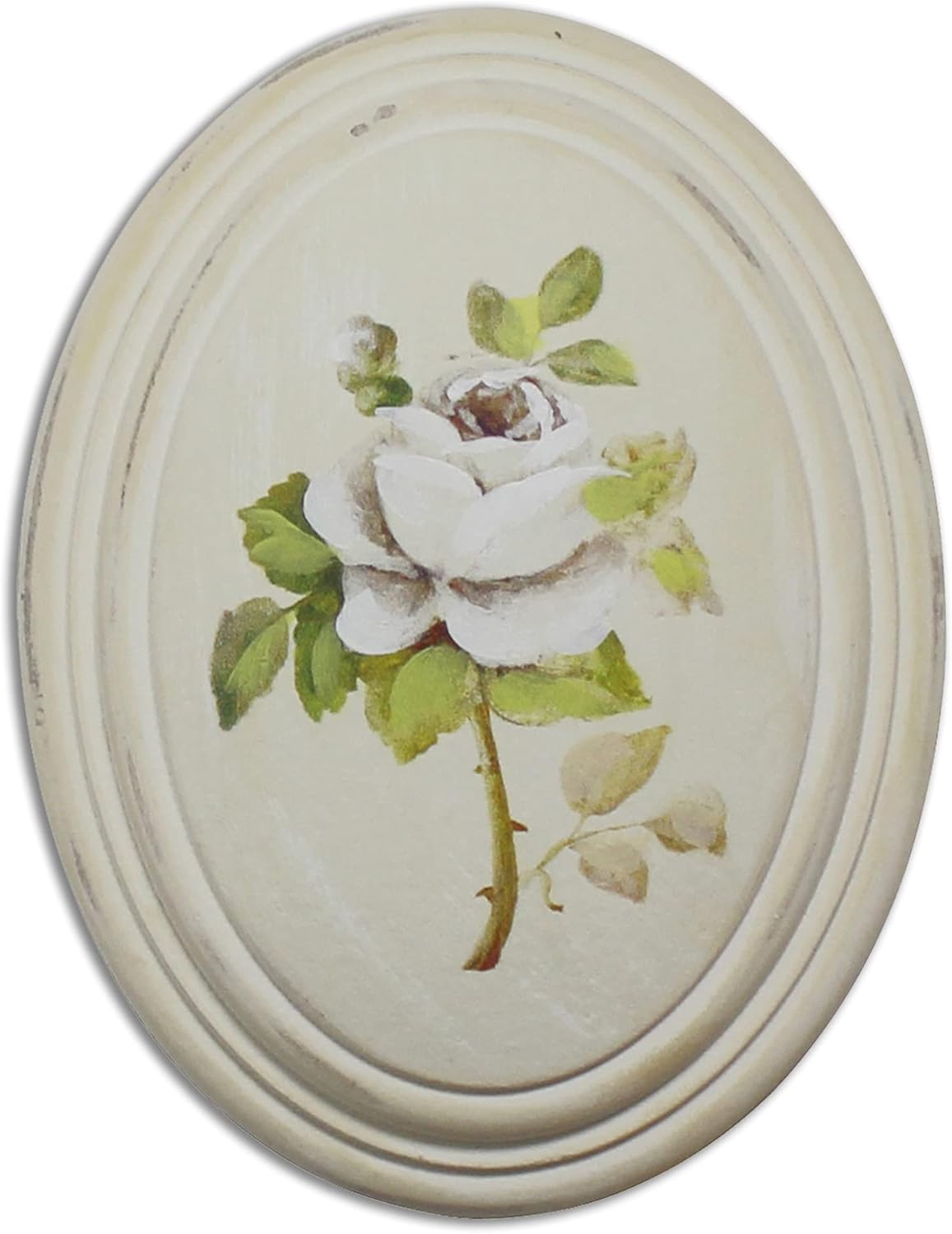 Painted Oval Wooden Frame Wall Hanging 3D Painting Decoration Art, Rose Flower Design Set of 3