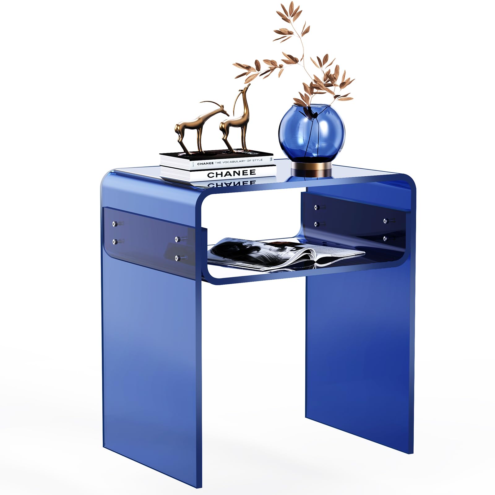 Clear Acrylic End Table 2-Tier Bedside nightstand