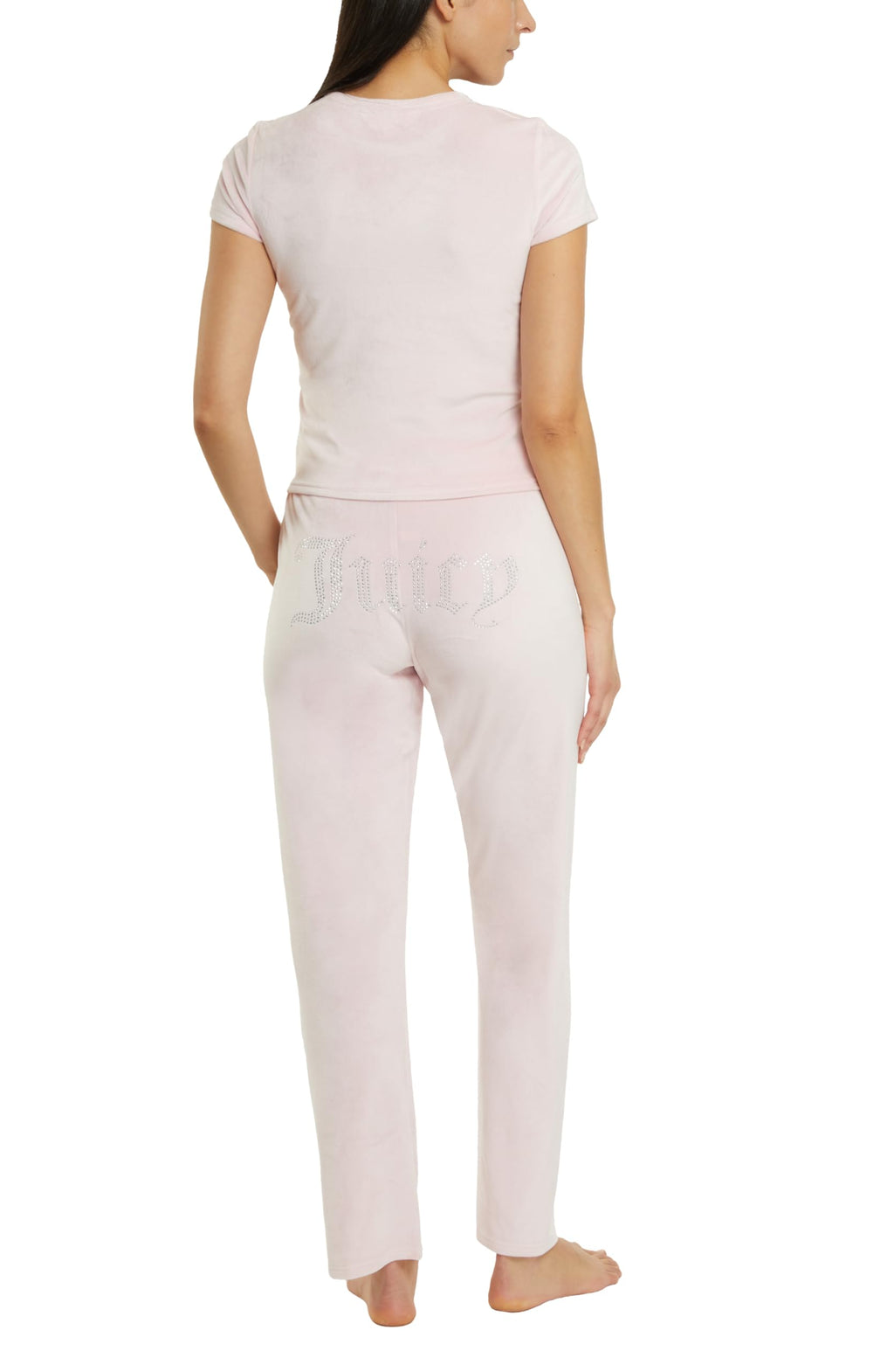 Juicy Couture Women's 2-Piece Velvet Fleece Lounge Sleepwear Set â€?Short Sleeve Shirt and Pants