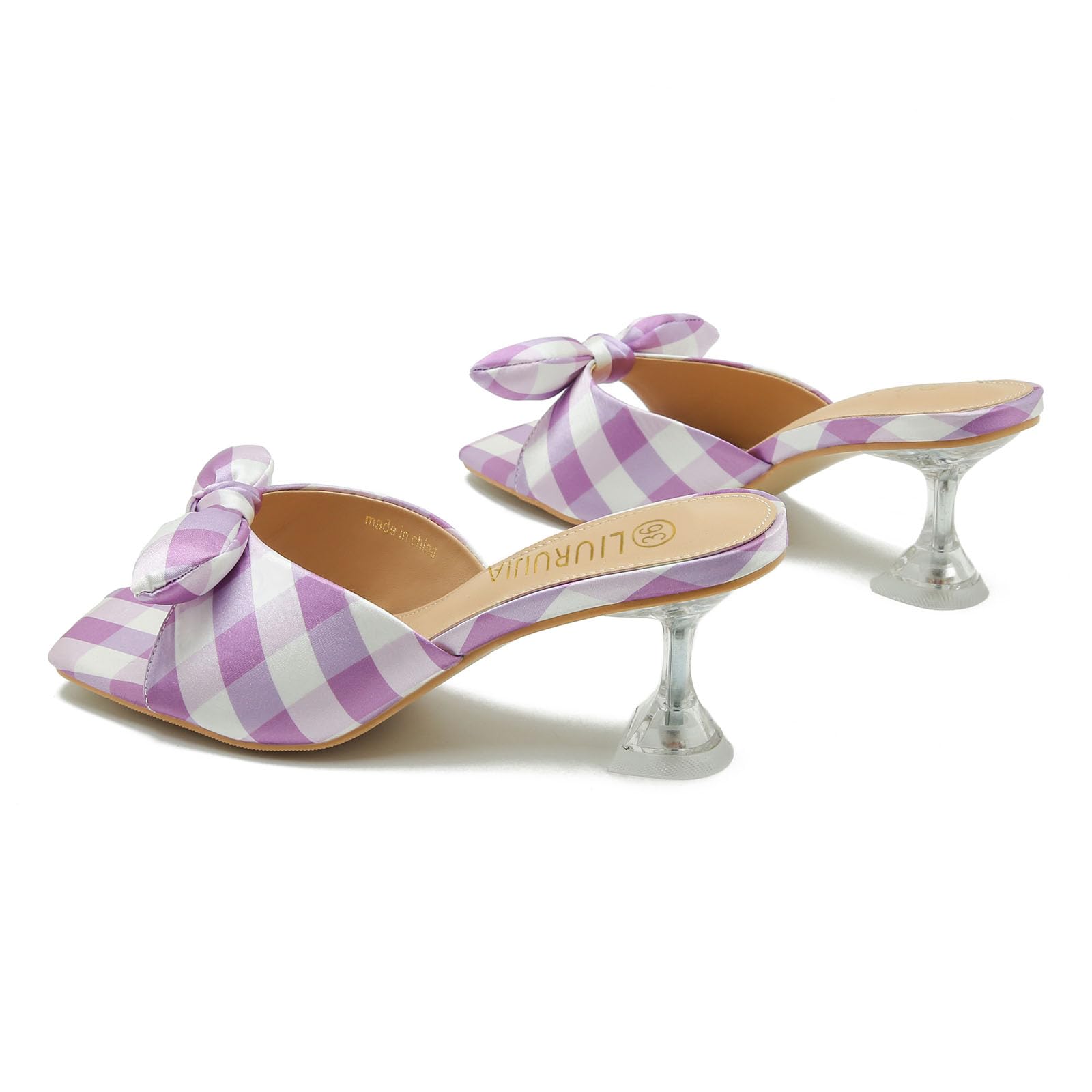 Ladies Bow Tie Kitten Heel Sandals For Women Mule Sandals Slingback Square Open Toe Low Wedding Heels Backless Slip On Slide Summer Cute Wedding Bridal Sandals Shoes