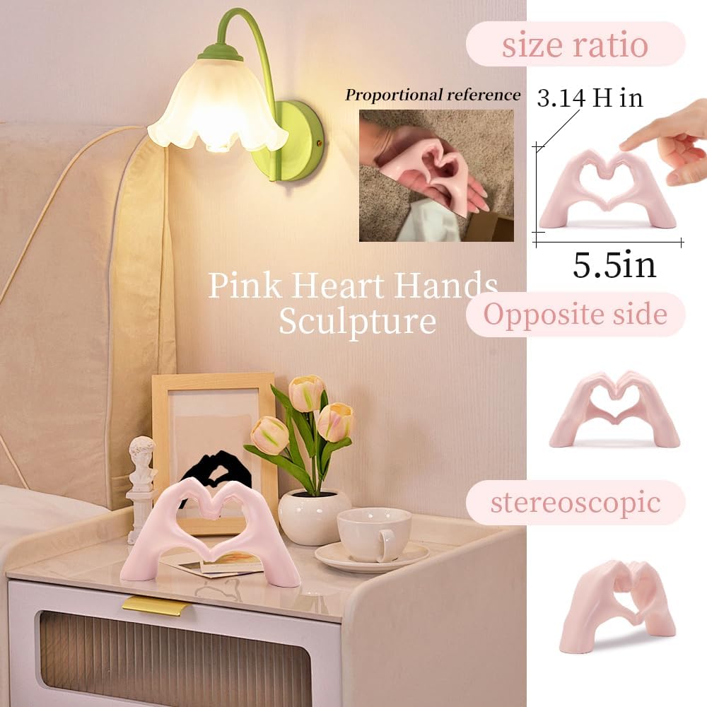 Pink Heart Hand Sculpture â€?Cute Finger Heart Statue for Girl's Bedroom Decor & Gift