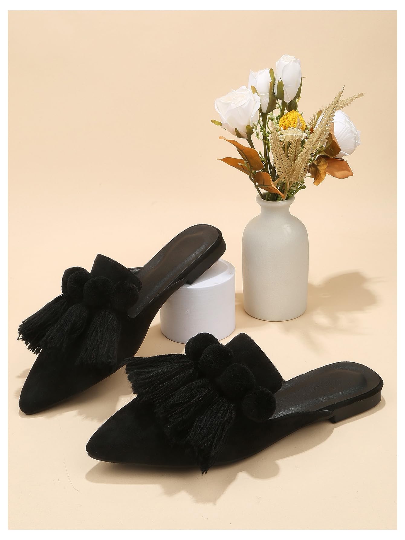 Women's Dress Shoes Slip On Flats Comfortable Pointed Toe Mules Dressy Casual Loafers Shoes