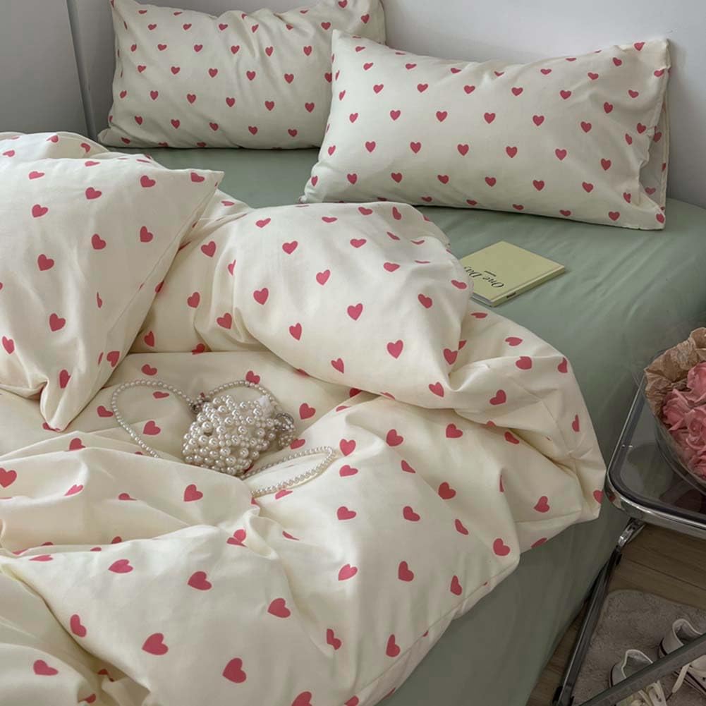 Duvet Cover Printed Bedding Set 3Pcs Girls Kawaii Pattern Comforter Cover with Zipper Closure Soft Breathable Microfiber