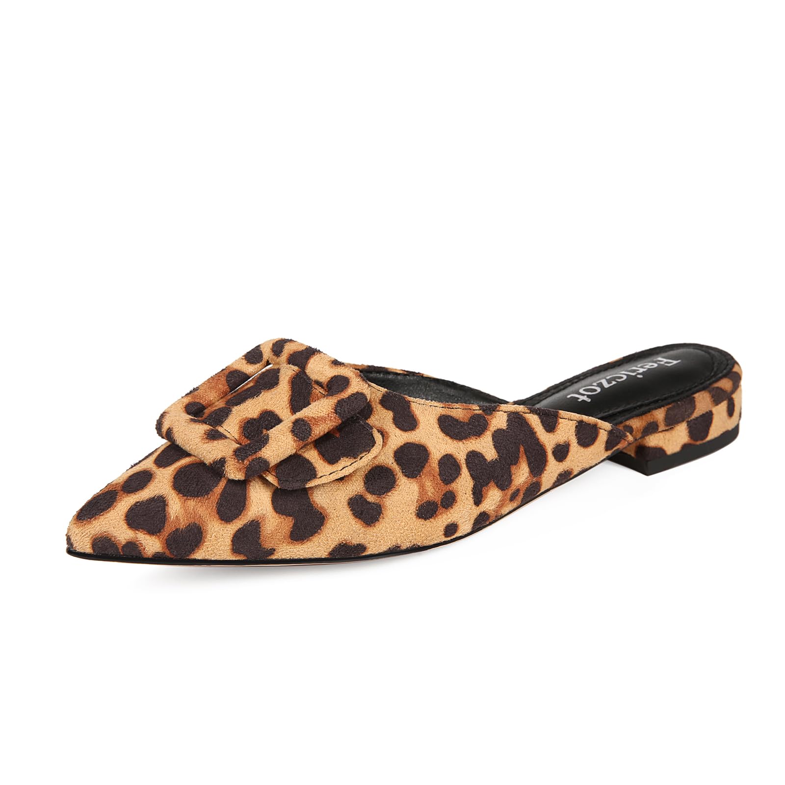 Mule Slippers for Women,Slingback Buckle Flat Pointed Toe Backless Mule Slides Suede Slip On Loafers