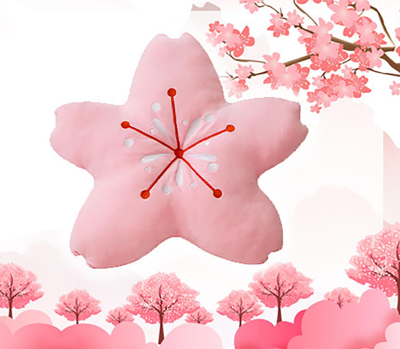 Cherry Blossom Plush Throw Pillow Living Room Sofa Pillow Flower Chair Cushion Throw Pillow 15.74 * 15.74
