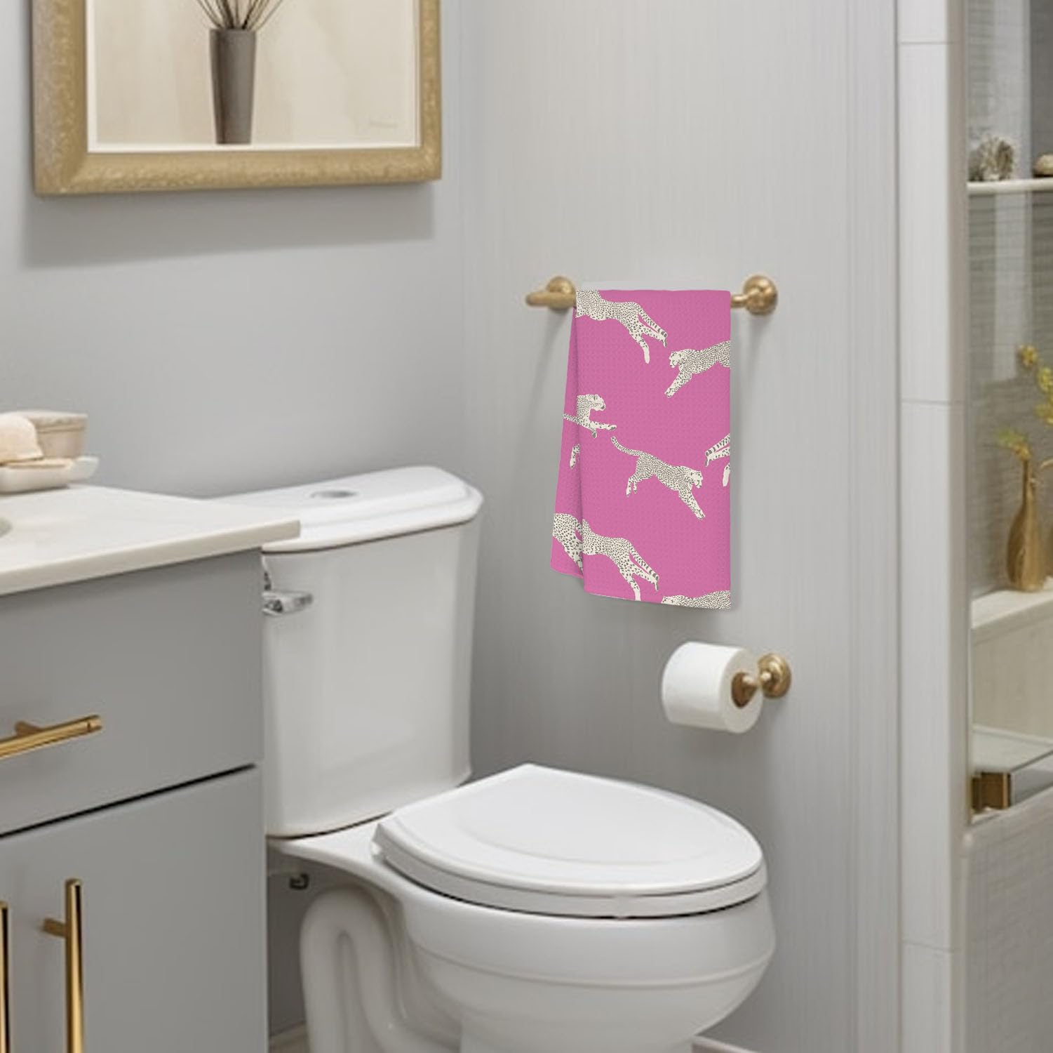 Retro Bathroom Kitchen Decor, Preppy Hand Dish Tea Towels 16×24 Inch