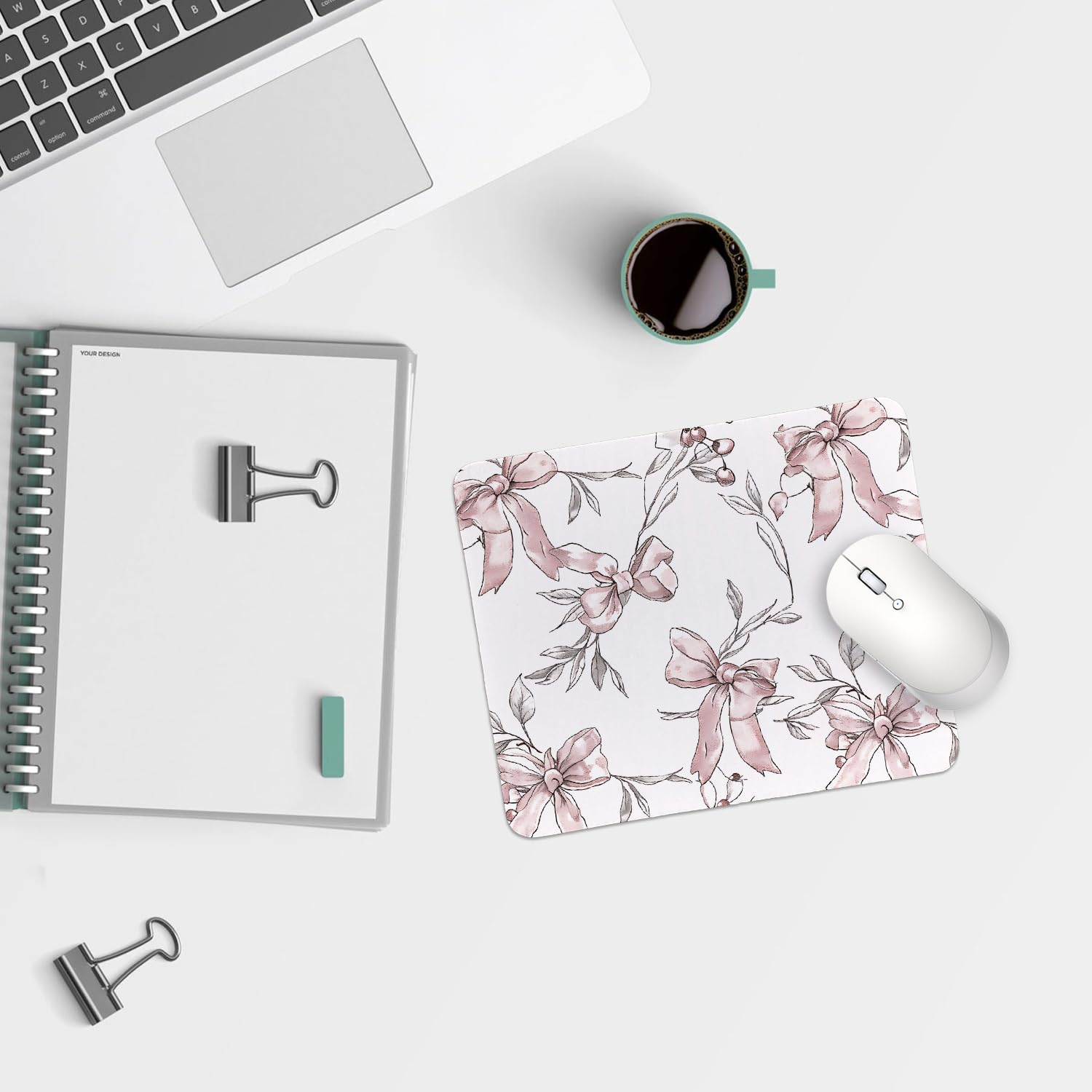 Coquette Bow Mouse Pad, Trendy Mouse Pad, Preppy Cute Mouse Pad for Desk Home Office & Gaming, 9.5x7.9 inches