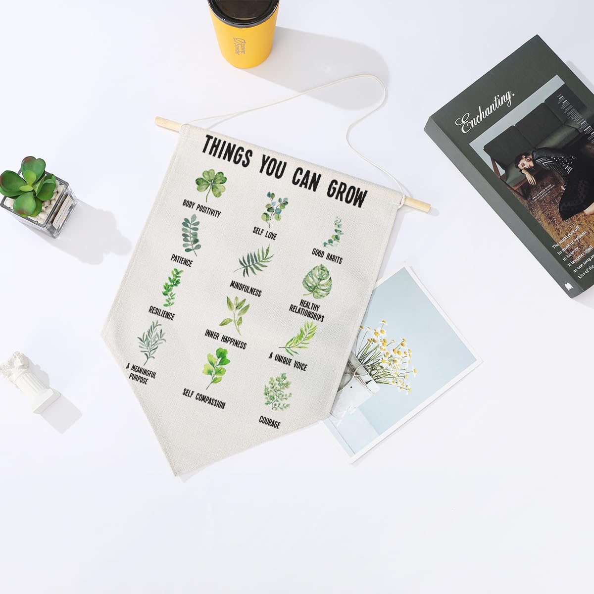 Preppy Positive Affirmations Wall Hanging Pennant Flag â€?Aesthetic Decor for Classroom, Bedroom, or Home