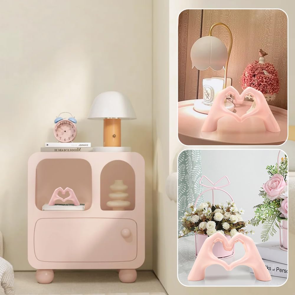 Pink Heart Hand Sculpture â€?Cute Finger Heart Statue for Girl's Bedroom Decor & Gift