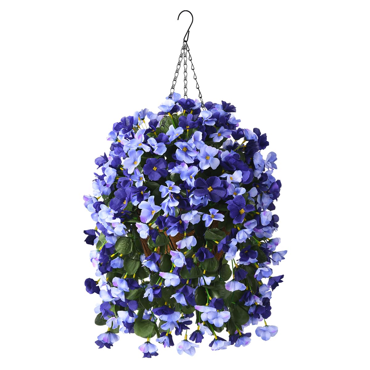 Hanging Flowers Basket for Outdoors Spring Decoration, Faux Silk Begonia in Planter Look Real UV Resistant for Outside