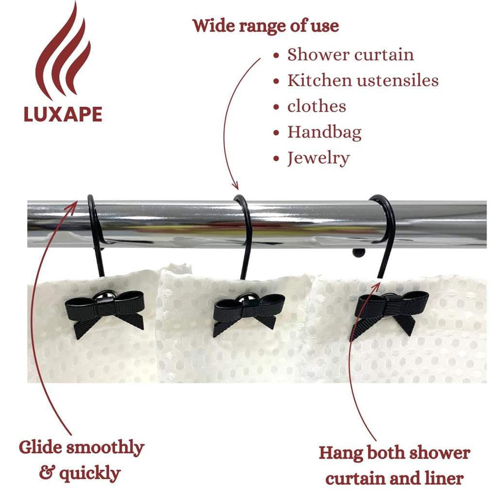 Decorative Bow Knot Curtain Hooks Shower Rings for Bathroom