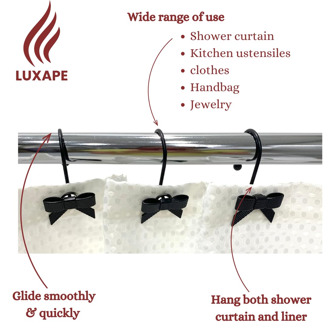Decorative Bow Knot Curtain Hooks Shower Rings for Bathroom